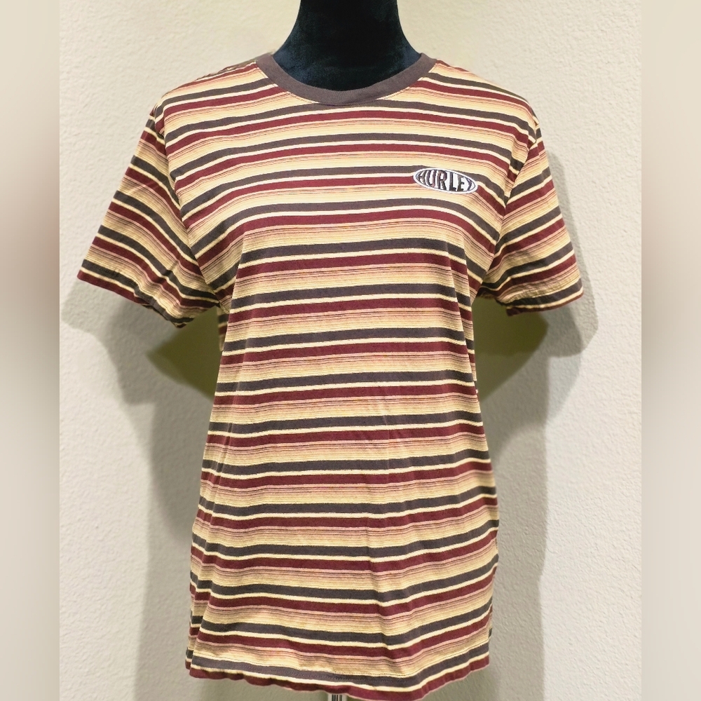 Hurley Men's Striped T-Shirt - Brown and Yellow